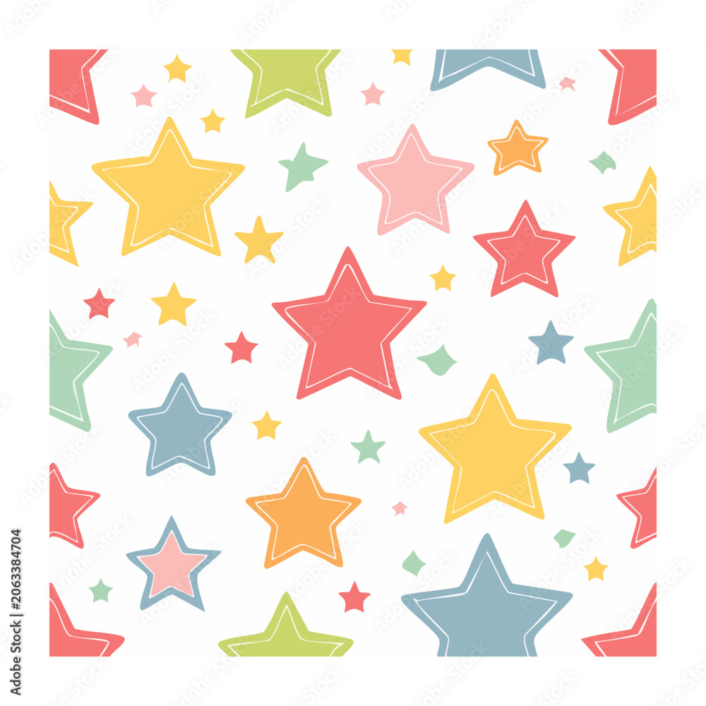 Obraz premium Colorful Star Pattern on White Background