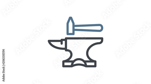 Photos Anvil with hammer on top metal.