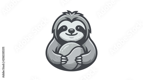 Canvastavla Cute Sloth Hanging Upside Down Smiling.