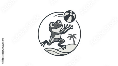 Canvas-taulu Frog Playing Beach Ball Outdoors.