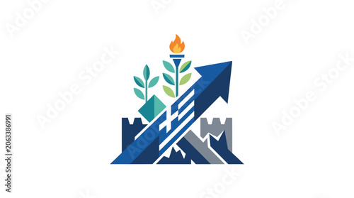 Abstract Growth Concept with Torch and Arrow