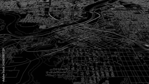 3D looped animation of city - Shreveport Louisiana, USA