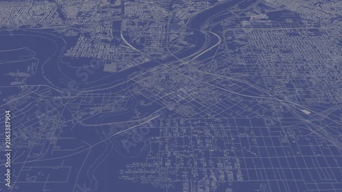 3D looped animation of city - Shreveport Louisiana, USA