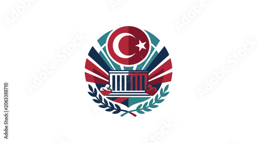 Obraz na płótnie Anıtkabir and Turkish Flag Emblem Vector Illustration