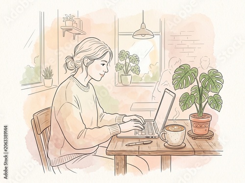 woman working on laptop