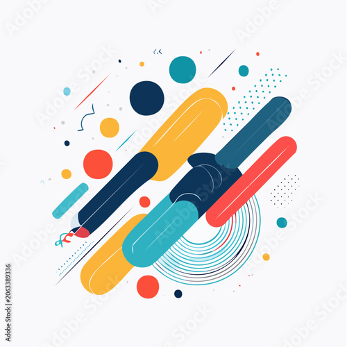 Abstract Geometric Shapes with Rounded Rectangles and Circles