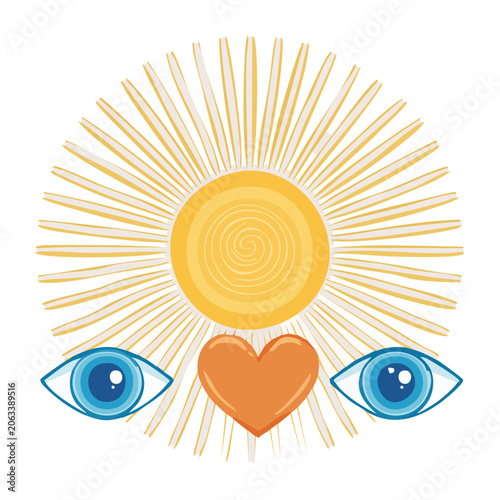 Flat design sun face with eyes and smile