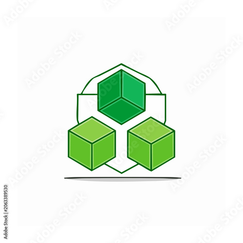 Green geometric cube vector illustration