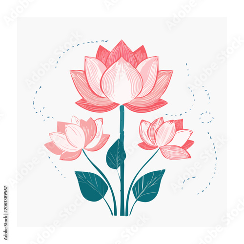 Pink lotus flower flat design vector
