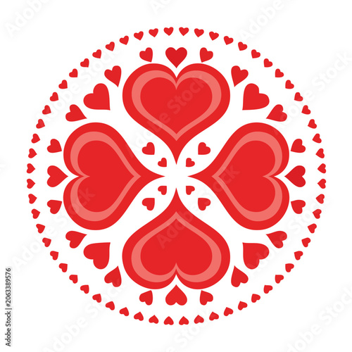 Red heart pattern vector design