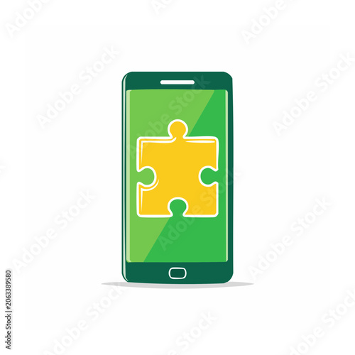 Smartphone with app icon on green background