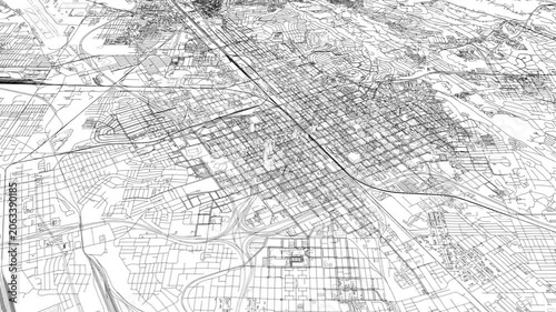 3D looped animation of city - Birmingham Alabama, USA