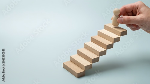 Hand building a staircase with wooden blocks, step by step steps design