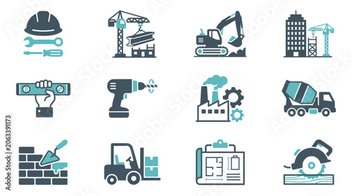 Fotografie Construction tools and equipment icons.