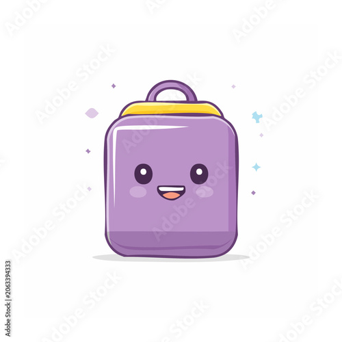 Purple cartoon smartphone with face on screen
