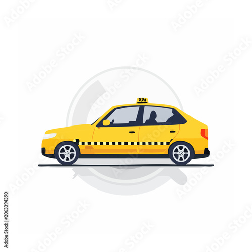 Yellow 3D taxi car front view