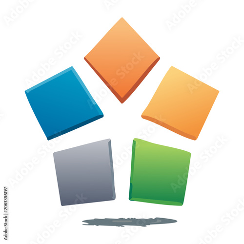 Colorful 3D Squares in Star Pattern on White