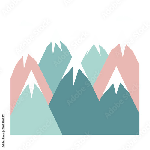 Flat design mountain range illustration