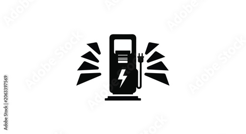 Electric vehicle charging station icon, eco friendly fuel pump symbol