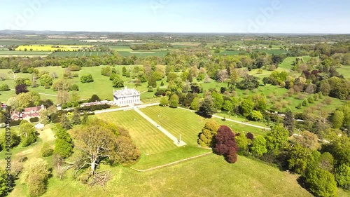 Kingston Lacy from a drone, House and Garden Estate, Wimborne Minster, Dorset, England, Europe