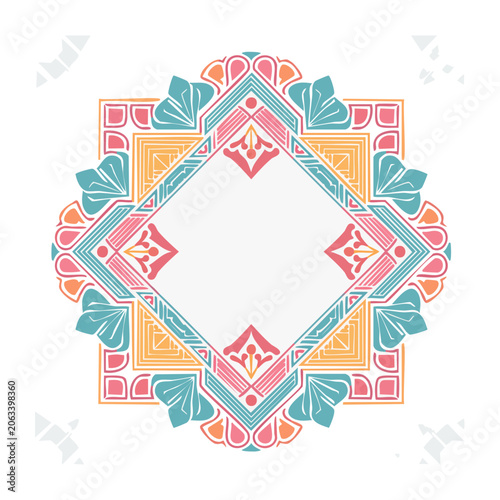 Colorful Geometric Mandala Frame Illustration