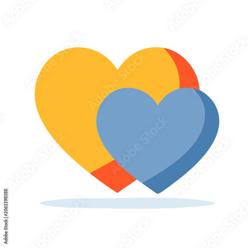 Colorful overlapping hearts icon