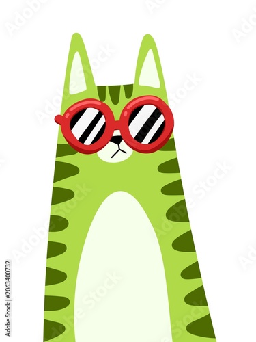 Cool greeny cat with sunglasses 