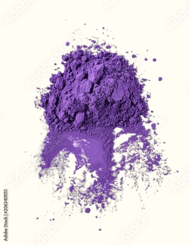Mound of Fine Vibrant Purple Sweet Potato Ube Powder Expertly Isolated on White Background