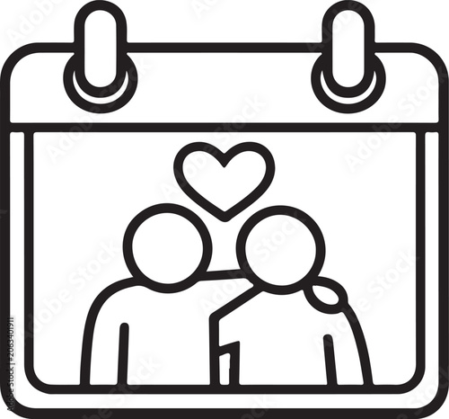 International Friendship Day calendar reminder Line icon vector illustration.