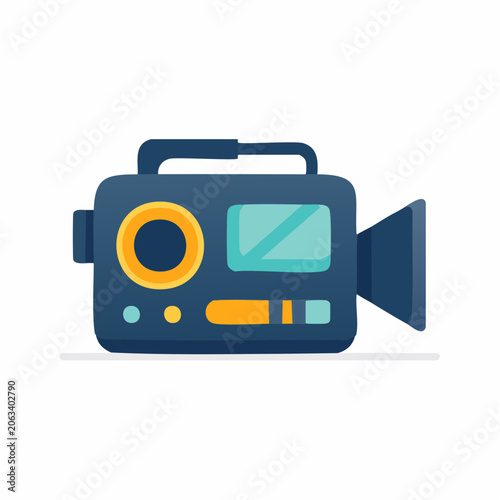 Flat Design Icon of a Video Camera
