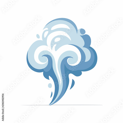 Stylized Blue Water Steam or Smoke Swirl