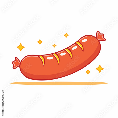 Cartoon Sausage with Sparkles