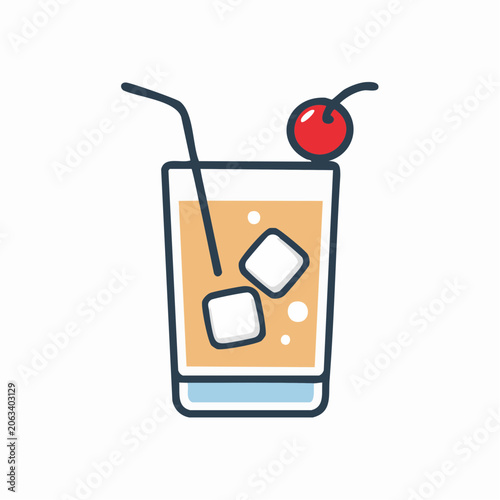 Cocktail with Ice and Cherry