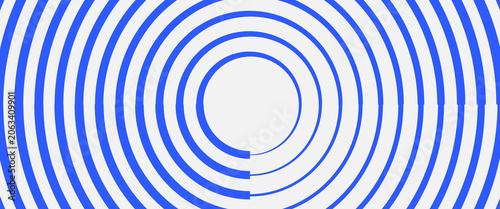 Canvas-taulu Bold blue arc stripes in two mirrored horizontal rows with white-to-blue gradient forming an optical wave illusion across the full frame, modern vector wallpaper texture
