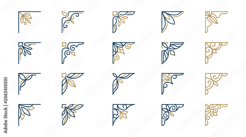 Obraz premium Corner decorative floral design elements.