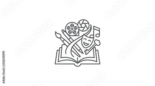 Schilderij op canvas Creative arts and education line art icon.
