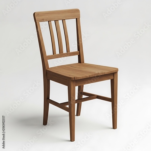 Classic wooden dining chair isolated on white background.