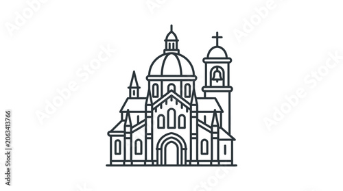Canvastavla Cathedral church building line art icon for Christianity.