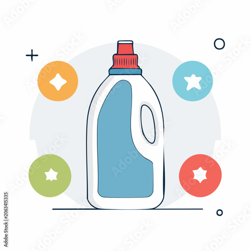Detergent Bottle Icon with Decorative Elements