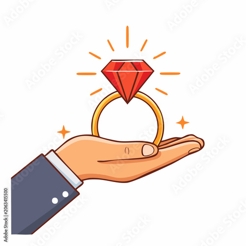 Hand Presenting a Diamond Ring