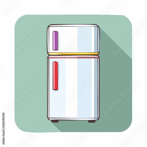 Illustration of a modern refrigerator with a freezer compartment