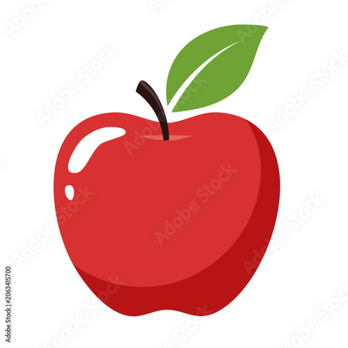 Strawberry with leaf flat design