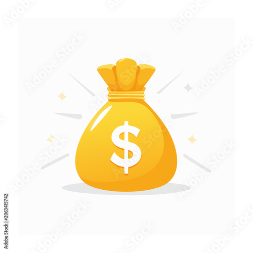 Yellow 3D piggy bank with dollar sign