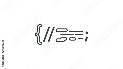 Photography Programming code brackets with syntax symbols line icon.