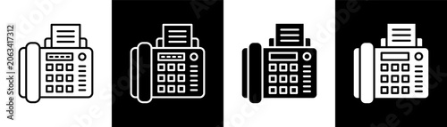 Foto Fax Machine white and black icon set design