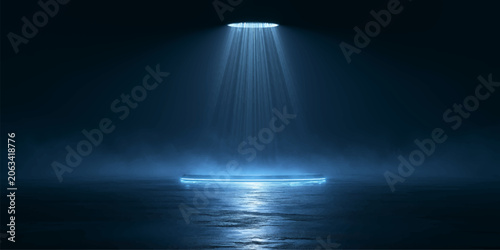 Tableau sur toile Blue Night Lights in Water with Underwater Glow Background Illustration
