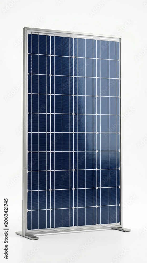 Fototapeta premium Monocrystalline Solar Panel Module Standing Vertically for Clean Renewable Energy Generation 