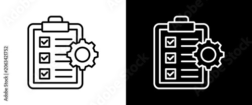Fotografie Project Management white and black icon set design