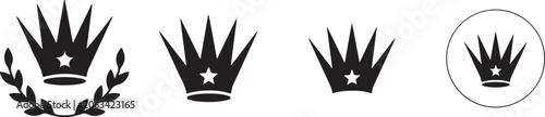 Photos Four black crown icons with star and laurel wreath on white background