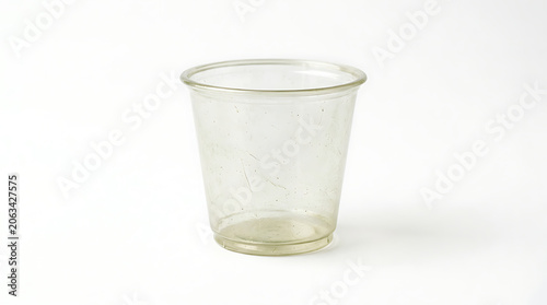 Clear Empty Plastic Drinking Cup Isolated on a White Background for Beverage Service